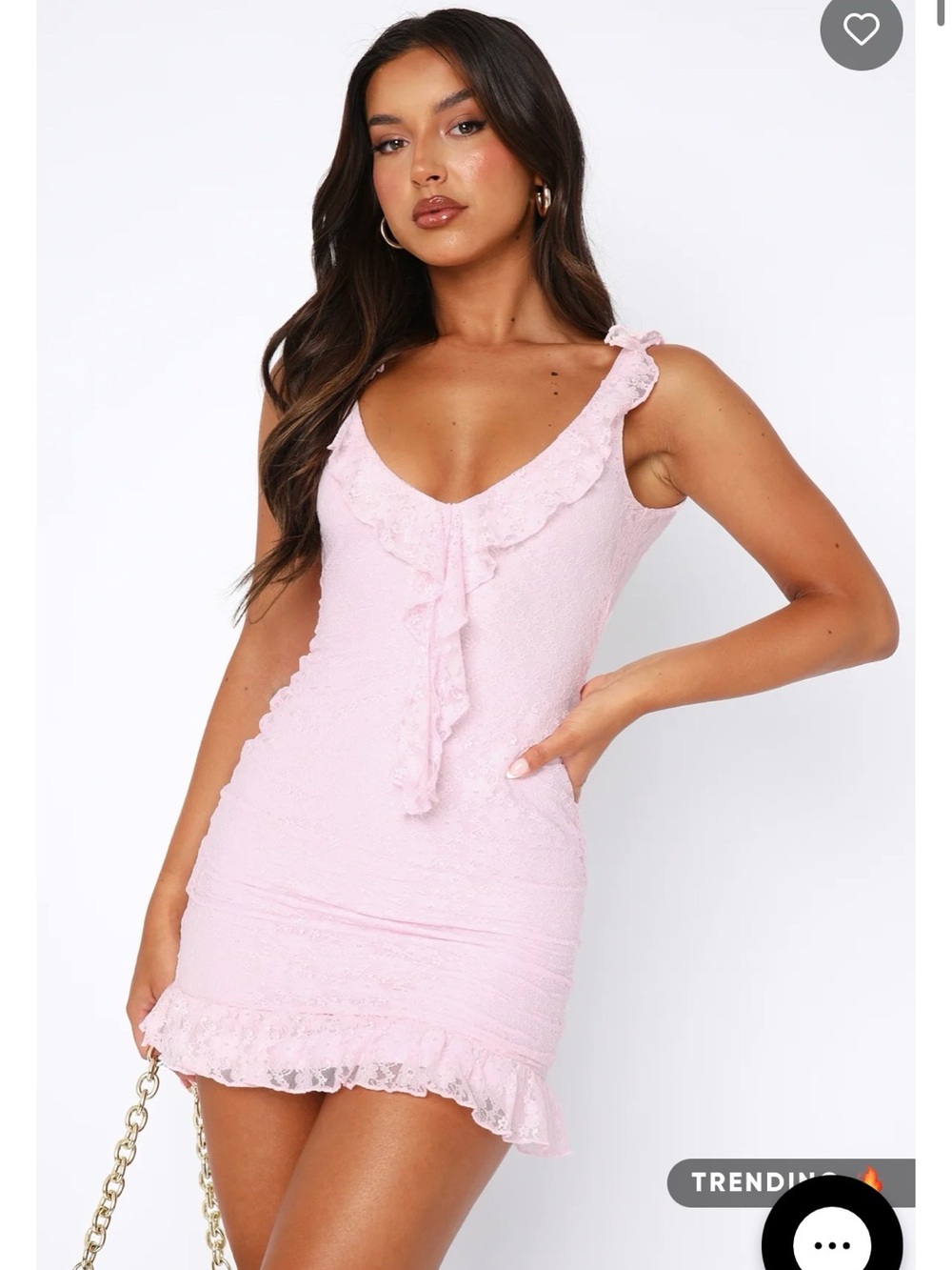 Take A Bow Lace Mini Dress Baby Pink - Picture 1 of 6